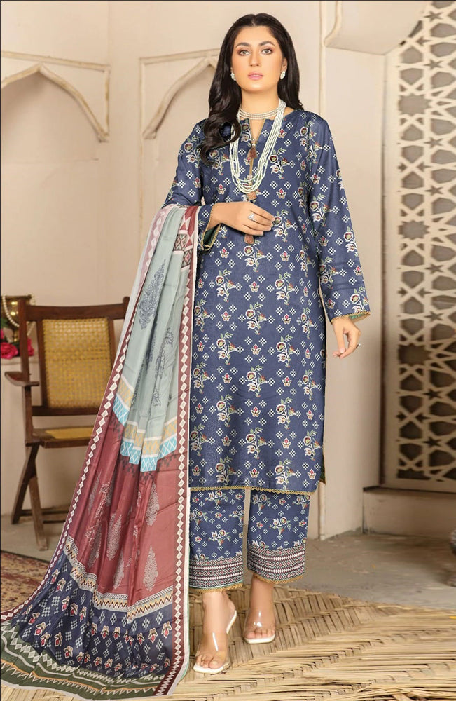 BAKHIYA - 3PC LAWN PRINTED SHIRT WITH LAWN PRINTED DUPATTA AND TROUSER - RB11018