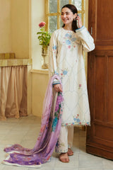 ZARA SHAH JAHAN - 3PC LAWN EMBROIDERED SHIRT WITH DIAMOND PRINTED DUPATTA AND TROUSER - RB11076