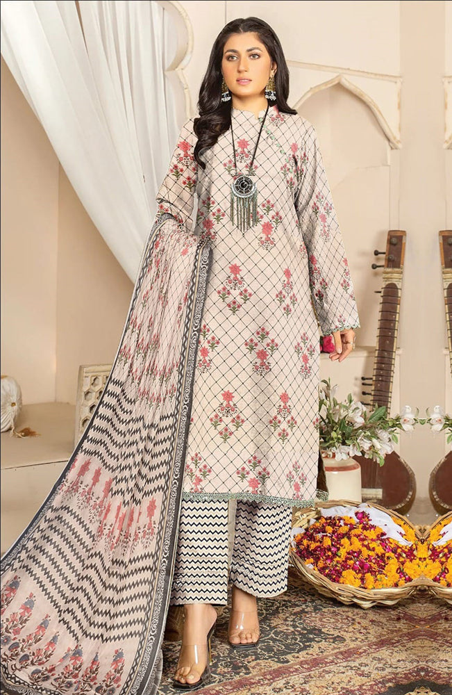 BAKHIYA - 3PC LAWN PRINTED SHIRT WITH LAWN PRINTED DUPATTA AND TROUSER - RB11013