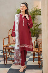 ZIVA - 3PC LAWN EMBROIDERED SHIRT WITH DIAMOND PRINTED DUPATTA AND TROUSER - RB11079