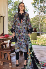 MARIA B - 3PC PRINTED SHIRT WITH PATCHES AND CHIFFON DUPATA AND TROUSER - RB11174