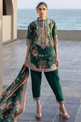 ZAINAB CHOTTANI - 3PC PRINTED SHIRT WITH PATCHES AND CHIFFON DUPATA AND TROUSER - RB11173