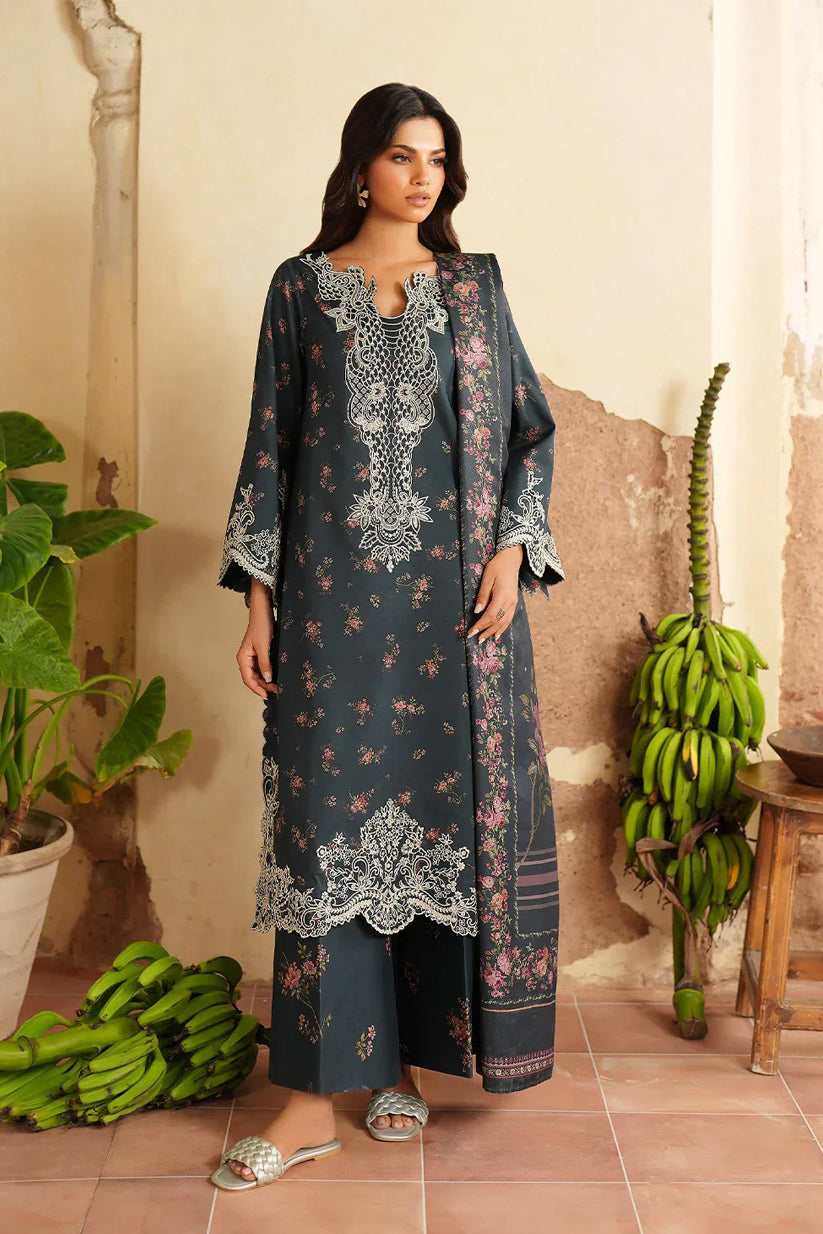 IZNIK - 3PC PRINTED SHIRT WITH PATCHES AND CHIFFON DUPATA AND TROUSER - RB11170