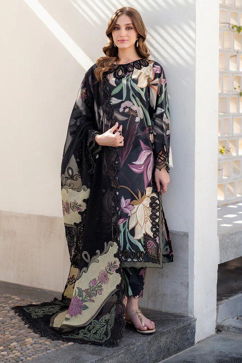 BAROQUE- 3PC PRINTED SHIRT WITH PATCHES AND CHIFFON DUPATA AND TROUSER - RB11166