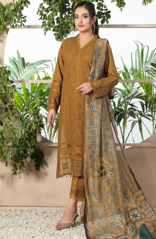 JAZMIN - 3PC LAWN EMBROIDERED SHIRT WITH CHIFFON EMBROIDERED DUPPATA AND TROUSER