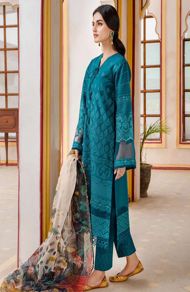 BATIK - 3PC LAWN EMBROIDERED SHIRT WITH CHIFFON EMBROIDERED DUPPATA AND TROUSER