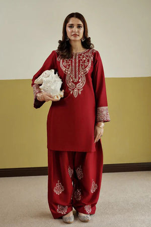 URGE - 2PC EMBROIDERED SHIRT WITH EMBROIDERED SLEEVES AND TROUSER - RB11162