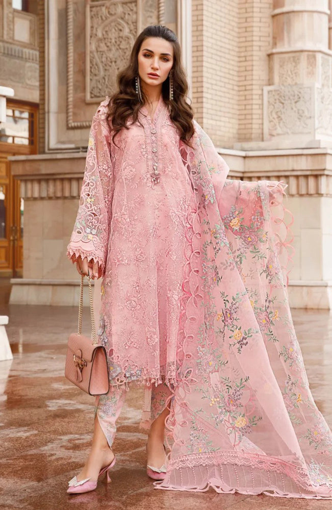 MARIA B - 3PC LAWN EMBROIDERED SHIRT WITH ORGANZA EMBROIDERED DUPPATA AND TROUSER