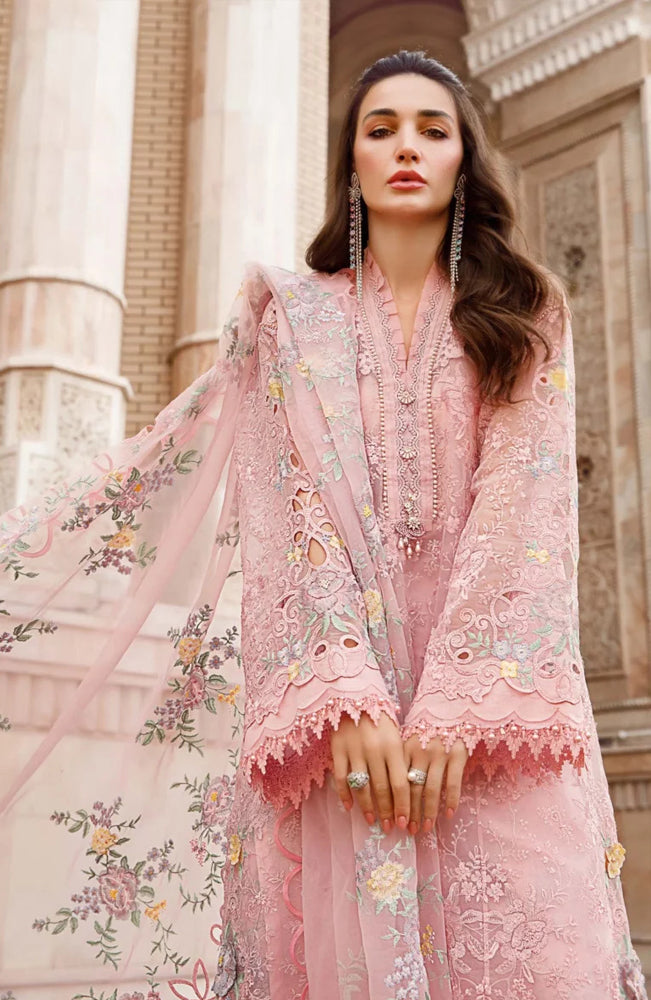 MARIA B - 3PC LAWN EMBROIDERED SHIRT WITH ORGANZA EMBROIDERED DUPPATA AND TROUSER