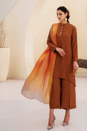 NATASHA KAMAL - 3PC DYED LAWN SHIRT WITH CHIFFON DUPATA AND TROUSER - RB11158
