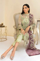 AIK - 3PC LAWN EMBROIDERED SHIRT WITH CHIFFON EMBROIDERED DUPPATA AND TROUSER