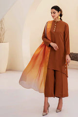 NATASHA KAMAL - 3PC DYED LAWN SHIRT WITH CHIFFON DUPATA AND TROUSER - RB11158