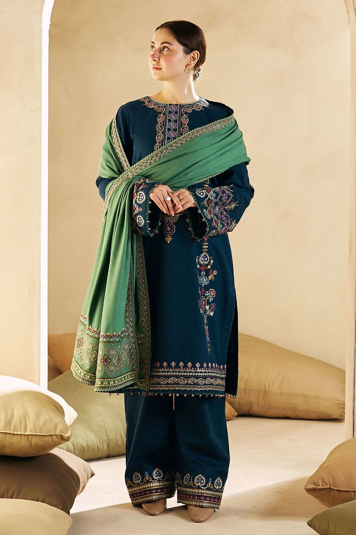 ZARA SHAH JAHAN - 3PC LAWN EMBROIDERED SHIRT WITH LAWN EMBROIDERED DUPPATA AND TROUSER