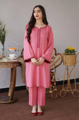 AISLING - 3PC DHANAK EMBROIDERED SHIRT WITH PRINTED WOOL SHAWL AND TROUSER