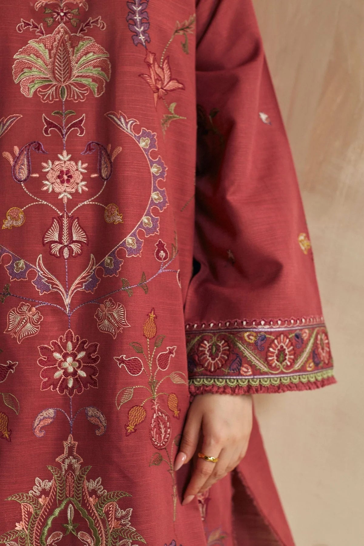 ZARA SHAH JAHAN - 3PC DHANAK EMBROIDERED SHIRT WITH DHANAK EMBROIDERED DUAPTTA AND TROUSER