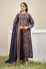 BAROQUE - 3PC KHADDAR PRINTED SHIRT WITH KHADDAR PRINTED DUPATTA AND TROUSER