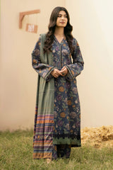 BAROQUE - 3PC KHADDAR PRINTED SHIRT WITH KHADDAR PRINTED DUPATTA AND TROUSER