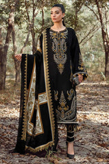 MARIA B - 3PC KHADDAR EMBROIDERED SHIRT WITH WOOL PRINTED SHAWL AND TROUSER