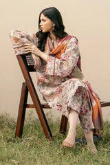 BAROQUE - 3PC KHADDAR PRINTED SHIRT WITH KHADDAR PRINTED DUPATTA AND TROUSER