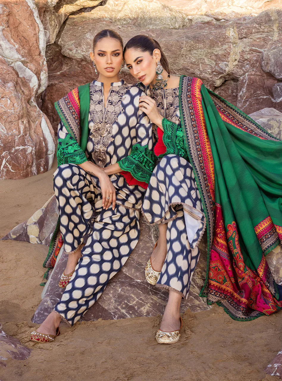 ZAINAB CHOTTANI  - 3PC LAWN PRINTED SHIRT WITH LAWN PRINTED DUPATTA AND TROUSER - RB1105