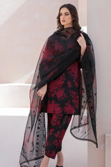 BAROQUE - 3PC PRINTED SHIRT WITH PATCHES AND CHIFFON DUPATA AND TROUSER - RB11183