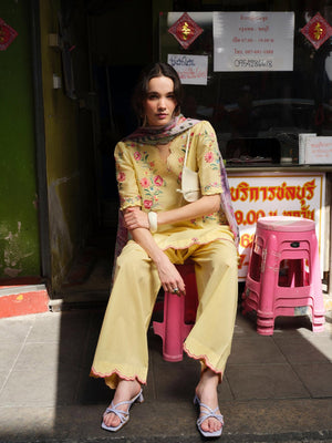 ZARA SHAHJAHAN - 3PC EMBROIDERED SHIRT WITH CHIFFON DUPATTA AND TROUSER - RB11209