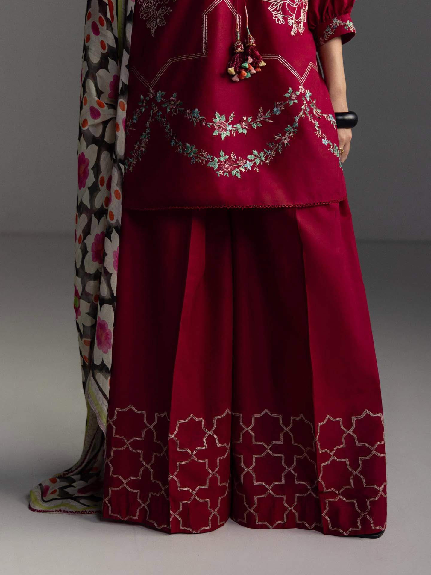 ZARA SHAHJAHAN - 3PC EMBROIDERED SHIRT WITH CHIFFON DUPATTA AND TROUSER - RB11210