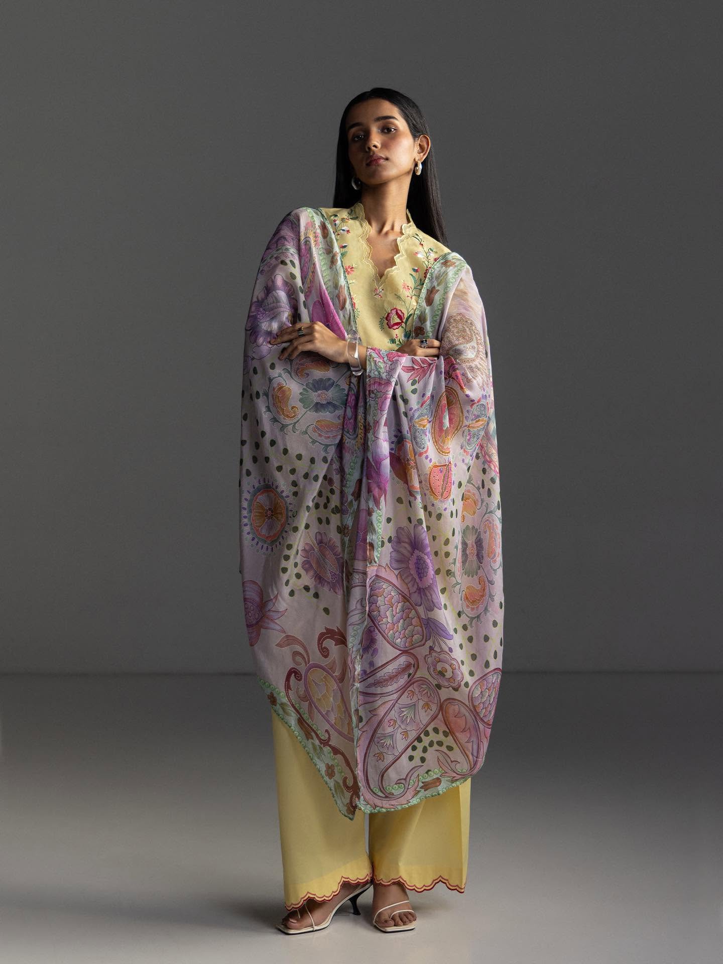 ZARA SHAHJAHAN - 3PC EMBROIDERED SHIRT WITH CHIFFON DUPATTA AND TROUSER - RB11209