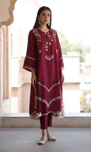 BATIK - 2PC EMBROIDERED SHIRT WITH EMBROIDERED PATCHES AND TROUSER - RB11213