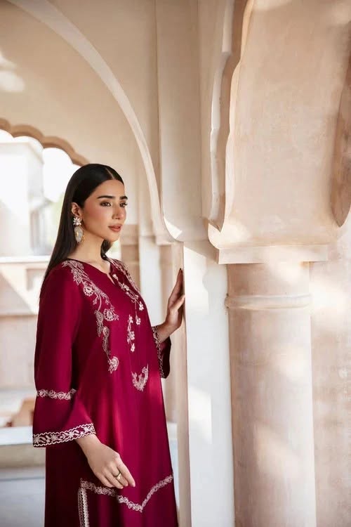 BATIK - 2PC EMBROIDERED SHIRT WITH EMBROIDERED PATCHES AND TROUSER - RB11213