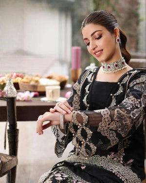 KAHF - 3PC EMBROIDERED SHIRT WITH CHIFFON EMBROIDERED DUPATTA AND TROUSER - RB11197