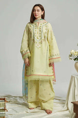 ZARA SHAH JAHAN - 3PC LAWN EMBROIDERED SHIRT WITH ORGANZA PRINTED DUPATTA AND TROUSER - RB11029