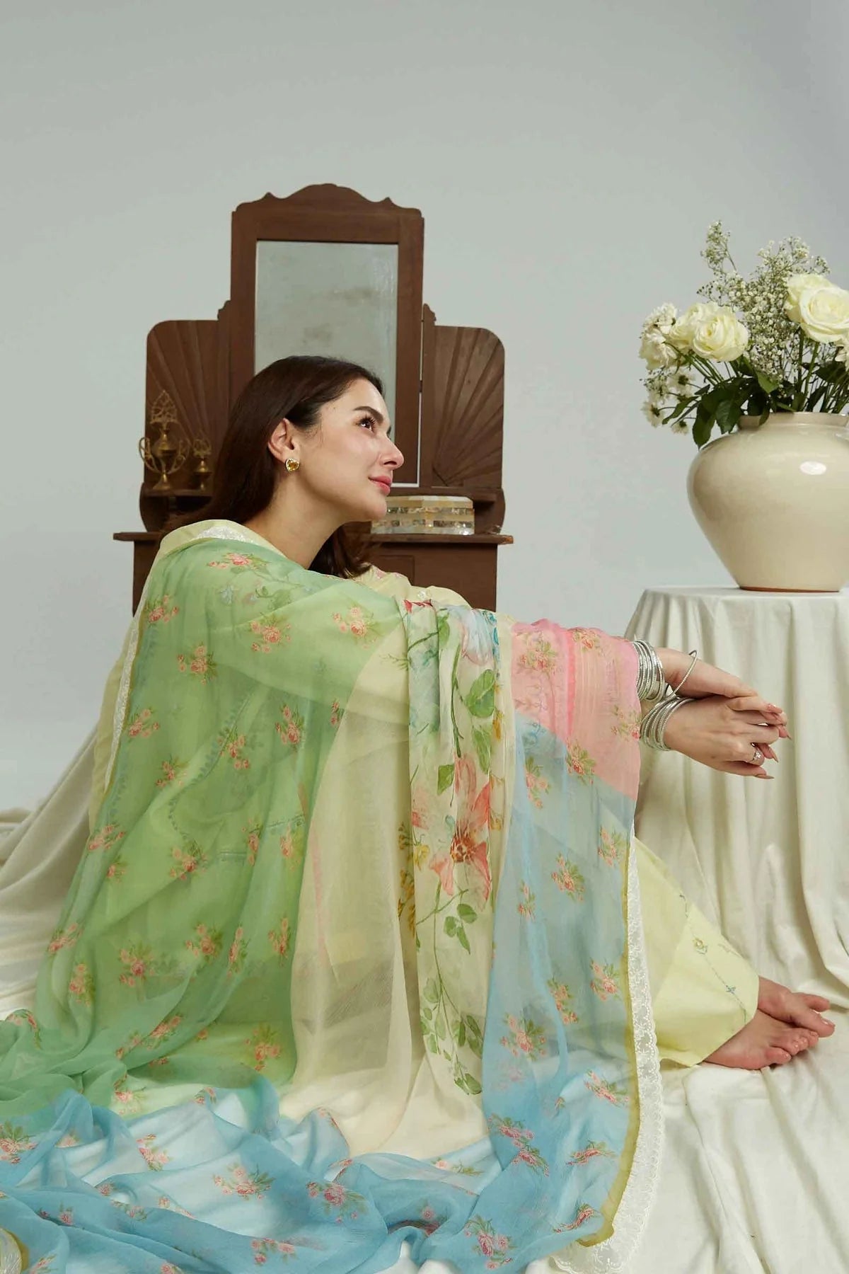 ZARA SHAH JAHAN - 3PC LAWN EMBROIDERED SHIRT WITH ORGANZA PRINTED DUPATTA AND TROUSER - RB11029