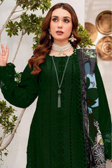 MARIA B - 3PC CHIKANKARI LAWN EMBROIDERED SHIRT WITH DIAMOND PRINTED DUPATTA AND TROUSER -RB11039