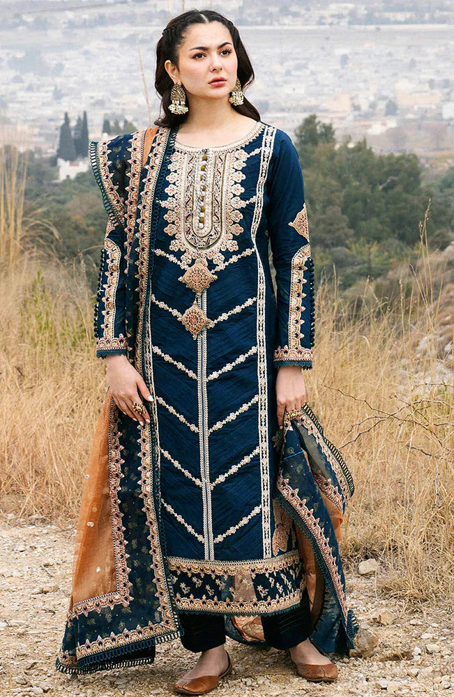 QALAMKAR - 3PC LAWN EMBROIDERED SHIRT WITH CHIFFON EMBROIDERED DUPPATA AND TROUSER - RB11036