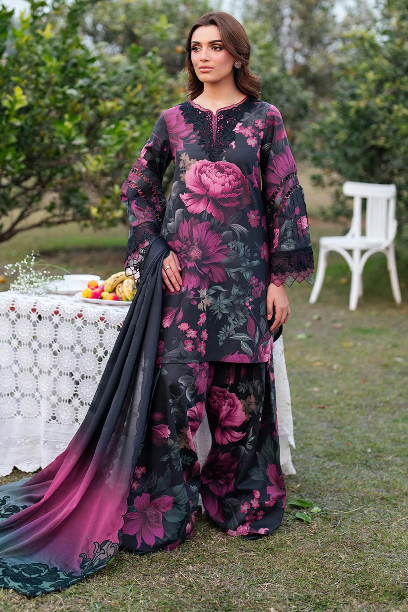 IZNIK - 3PC PRINTED SHIRT WITH PATCHES AND CHIFFON DUPATA AND TROUSER - RB11181