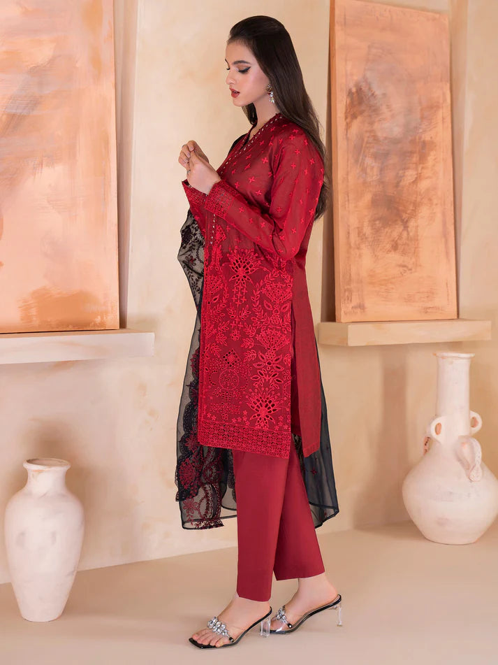 LIMELIGHT - 3PC LAWN CHICKENKARI SHIRT WITH CHIFFON EMBROIDERED DUPATTA AND TROUSER - RB11042