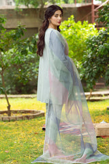 JAZMIN - 3PC LAWN EMBROIDERED SHIRT AND ORGANZA PRINTED DUPATTA WITH TROUSER - RB11042