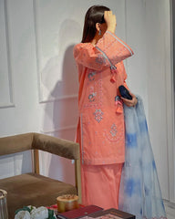 MAIRA ZUNNORAIN - 3PC LAWN EMBROIDERED SHIRT WITH ORGANZA PRINTED DUPPATA AND TROUSER -RB11044