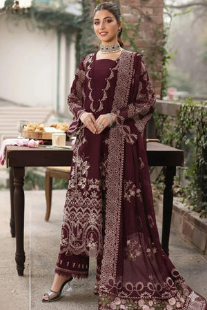 KAHF - 3PC EMBROIDERED SHIRT WITH CHIFFON EMBROIDERED DUPATTA AND TROUSER - RB11198