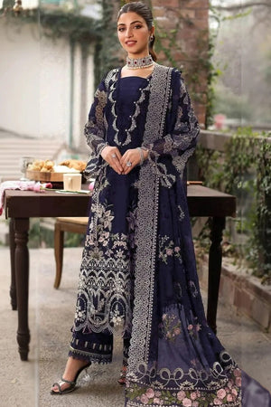 KAHF - 3PC EMBROIDERED SHIRT WITH CHIFFON EMBROIDERED DUPATTA AND TROUSER - RB11199
