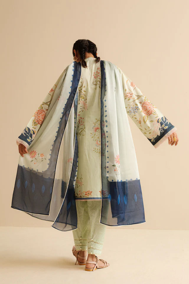 COCO BY ZARA SHAH JAHAN - 3PC PRINTED TANA DORA SHIRT WITH VOIL PRINTED DUPATTA- RB11115