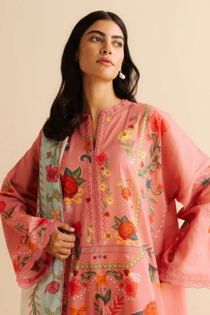 COCO BY ZARA SHAH JAHAN - 3PC PRINTED TANA DORA SHIRT WITH VOIL PRINTED DUPATTA- RB11116