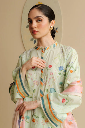 COCO BY ZARA SHAH JAHAN - 3PC PRINTED TANA DORA SHIRT WITH VOIL PRINTED DUPATTA- RB11117