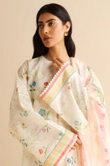 COCO BY ZARA SHAH JAHAN - 3PC PRINTED TANA DORA SHIRT WITH VOIL PRINTED DUPATTA- RB11118
