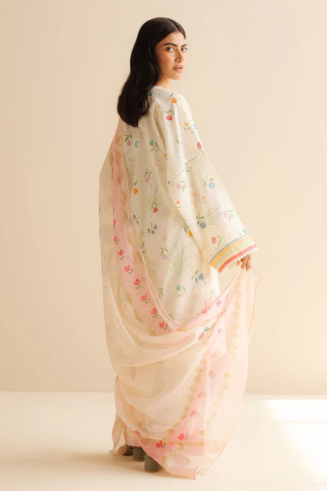 COCO BY ZARA SHAH JAHAN - 3PC PRINTED TANA DORA SHIRT WITH VOIL PRINTED DUPATTA- RB11118