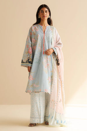 COCO BY ZARA SHAH JAHAN - 3PC PRINTED TANA DORA SHIRT WITH VOIL PRINTED DUPATTA- RB11120