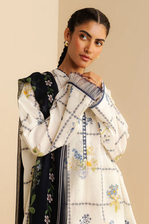COCO BY ZARA SHAH JAHAN - 3PC PRINTED TANA DORA SHIRT WITH VOIL PRINTED DUPATTA- RB11121