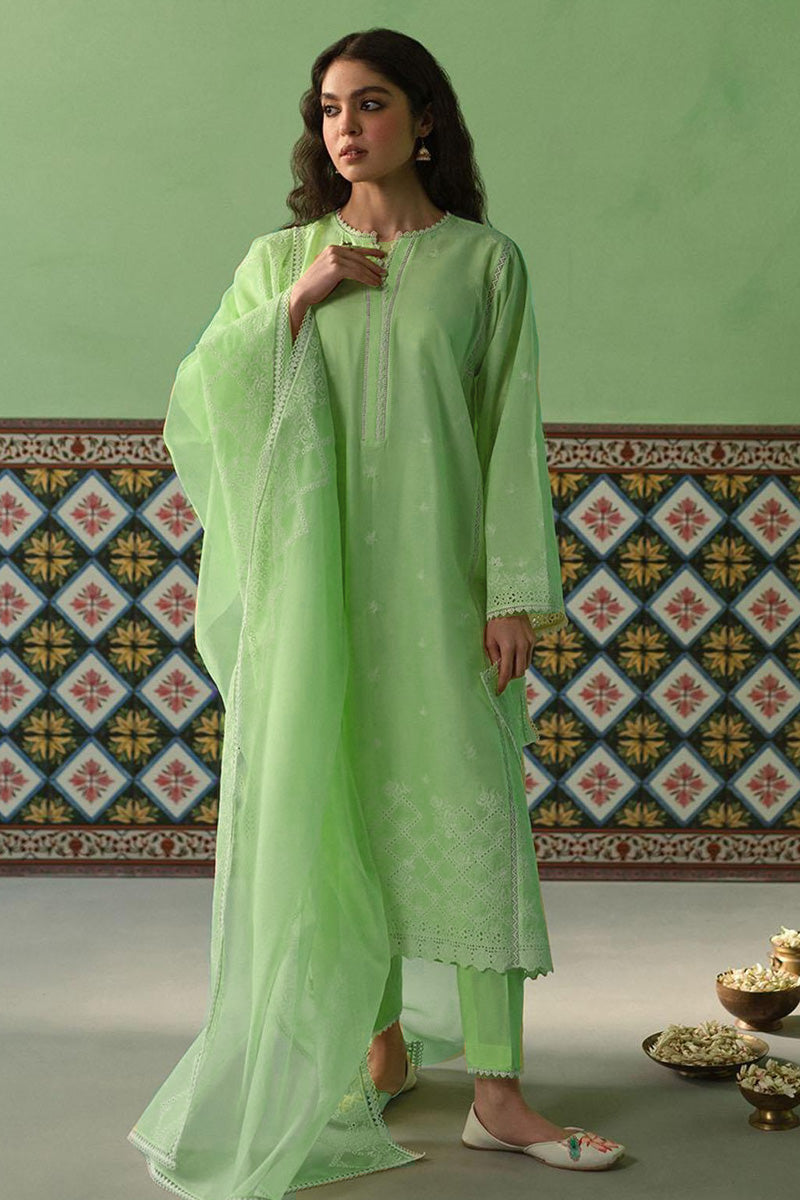 CROSS STITCH - 3PC DHANAK EMBROIDERED SHIRT WITH DHANAK EMBROIDERED DUAPTTA AND TROUSER- RB11085