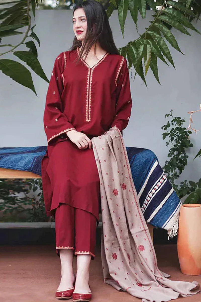 AISLING - 3PC DHANAK EMBROIDERED SHIRT WITH DHANAK EMBROIDERED DUAPTTA AND TROUSER- RB11093